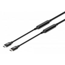 Manhattan Câble USB-C vers USB-C actif, 3 m, mâle à mâle, 10 Gbit/s (USB 3.2 Gen 2 / USB 3.1), 3 A (charge rapide), noir, garantie à vie