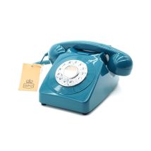 GPO 746 Téléphone Bouton Poussoir – Téléphone Fixe Vintage, Design rétro UK, Style iconique -Bleu