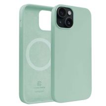 Coque pour iPhone 15 Compatible MagSafe en Silicone Souple Antichocs Vert Menthe