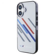 Funda BMW para iPhone 16 Plus 6.7 gris Motosport funda rígida IML Random Stripes - Nuevo