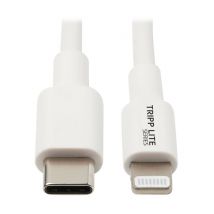 Tripp Lite M102-003-WH Cable de Sincronización y Carga USB C a Lightning, Certificado MFi - USB 2.0, M/M, Blanco, 0.91 m [3 pies] - Nuevo