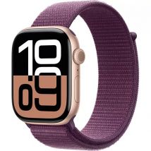 Apple Watch Series 10 (2024) GPS + Cellular, Boitier Or Rose de 46mm avec bracelet Textile , Prune