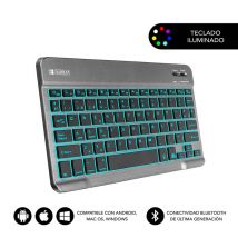 SUBBLIM TECLADO SMART BACKLIT BLUETOOTH GREY QWERTY Espagnole Noir, Gris
