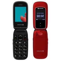 Evelatus Wave Téléphone portable à rabat à 2 boutons avec double SIM et LCD SOS Senior Call Marron Rouge