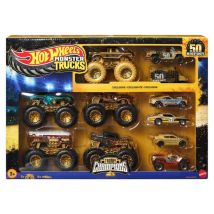 Cofanetto veicoli Hot Wheels Monster Trucks Trophy Champions 10 pezzi 1/64 Multicolore - Nuovo