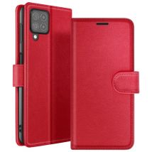 Zanaé Funda tipo cartera para Galaxy M22 / M32 / A22 con soporte y lengüeta magnética Rojo - Nuevo