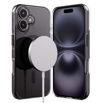 Coque Clear MAG Pro pour iPhone 16 Compatible MagSafe Noir transparent