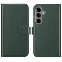 Selencia Étui portefeuille en cuir véritable pour Samsung Galaxy S25 - Vert