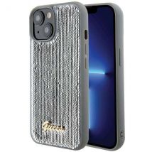 Étui Guess pour iPhone 15 6.1 argent étui rigide Sequin Script Metal