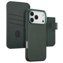 Accezz Étui de télephone portefeuille en cuir 2-en-1 avec MagSafe pour Apple iPhone 17 Pro Max - Cedar Green