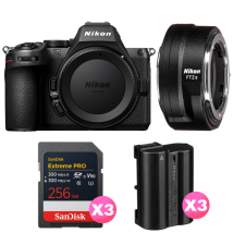 Cámara híbrida Nikon Z5 II + FTZ II + 3 SanDisk 256GB Extreme PRO UHS-II + 3 Nikon EN-EL15c + Ebook 20 consejos para fotos que impactan - Nuevo