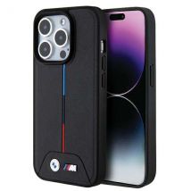 Étui BMW pour iPhone 15 Pro Max 6.7 noir étui rigide Quilted Tricolor MagSafe