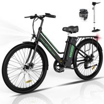 HITWAY Bicicleta eléctrica de 26 pulgadas - Motor de 250W,E-Bike con batería de litio extraíble de 36V 8.4Ah - Negro - Nuevo
