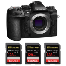 Appareil photo hybride OM System OM-1 Mark II + 3 SanDisk 128GB Extreme PRO UHS-II + Ebook 20 astuces pour des images qui claquent