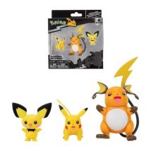 Bandai - Pokémon - Pack evolución - Figura Pichu 5cm + Figura Pikachu 8cm + Figura Raichu 10cm - JW2778 - Nuevo