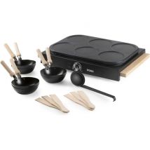 Wok party DOMO DO8719W 2-en-1 6 personnes 1000 W wok et plaque à crêpes Noir mat