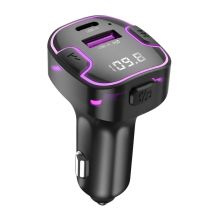 Emetteur FM Bluetooth Voiture avec Chargeur USB et USB C Rétroéclairé Noir