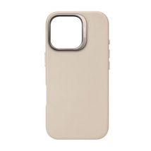 Coque pour iPhone 16 Pro Antichocs en Cuir Compatible MagSafe Beige