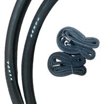 2 pneus Kenda 700x28 noirs + 2 chambres à air 700 FV (Fina/Presta valve)