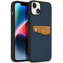 Accezz Coque en cuir de qualité supérieure avec fentes pour cartes pour iPhone 14 Plus - Bleu foncé