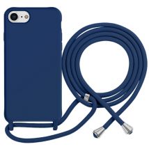 Coque pour iPhone 7 / 8 en TPU Premium Color Lace avec Cordon Tour de Cou Bleu marine