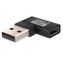 Adaptateur USB-C vers USB-A Mâle Coudé à Droite Charge et Transfert 10Gbps Noir
