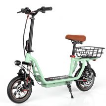 Trottinette électrique iScooter i12 avec siège pour adultes, 500 W, 12 pouces, double suspension, pour les déplacements en ville, avec panier-Vert
