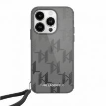 Étui Karl Lagerfeld pour iPhone 15 Pro Max 6.7 noir étui rigide IML Mono KL Pattern & Cord