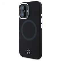 Étui Mercedes pour iPhone 16 6.1 noir étui rigide Silicone Tonal Logo MagSafe