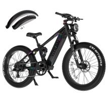 VITILAN T7 Pro Vélo de montagne électrique tout suspendu 26 pouces Fat Tire Ebike, batterie amovible 52V 20AH Suspension complète-Caméléon