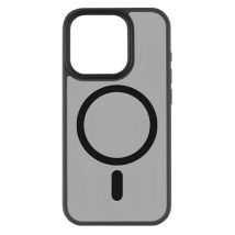 Crong Funda MagSafe para iPhone 16 Pro Max Híbrida Frost MAG Cover Bordes Elevados Negro transparente - Nuevo