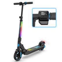 EVERCROSS TECH EV06C Trottinette Électrique pliable Enfants 6-12 Ans Écran LED Lumières colorés 3 Vitesse Hauteur Réglables Bleu