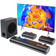 Hiwill A51 Barre de Son TV 5.1 Dolby - 380W Avec Caisson 5,25 2 Enceintes Surround - Noir
