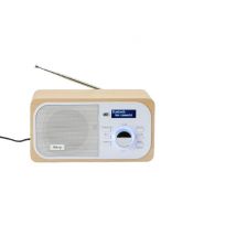 Radio DAB+/DAB/FM, conexión Bluetooth, alarma dual, pantalla LCD, brillo ajustable, antena telescópica, RMS 3 W, adaptador incluido, color madera - 