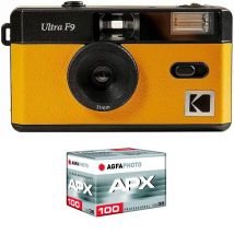 KODAK Pack F9 Argentique + Pellicule 100 ASA - Appareil Photo Kodak Rechargeable 35mm Jaune, Objectif Grand Angle Fixe, Viseur optique , Flash Intégré