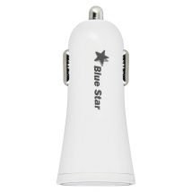Chargeur Voiture Allume Cigare USB 2A Charge Rapide LED Lumineux Blue Star Blanc