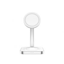 Chargeur induction 2 en 1 Stand Compatible MagSafe 15W Garanti à vie Blanc avec chargeur Force Power