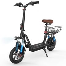 Trottinette électrique pour adulte iScooter i12 avec siège, 500 W, 12 pouces, batterie 36 V 7,5 A, double suspension, pour déplacements en ville, avec