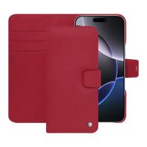 Funda cartera de piel Apple iPhone 16 Pro Max - Solapa billetera - Rojo - Piel saffiano - Nuevo