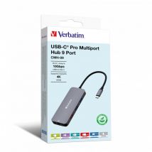 Verbatim CMH-09 USB Tipo C 10000 Mbit/s Plata - Nuevo