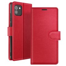Étui Portefeuille pour Galaxy A03 avec Fonction Support et Languette Magnétique Rouge