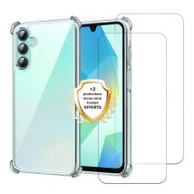 EVETANE Coque Samsung Galaxy A16/A16 5G Antichoc Silicone bords renforcés + 2 Vitres en verre trempé Protection écran