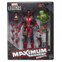 Figurita Marvel Legends Maximum Series Deadpool articulada con accesorios y cabeza alternativa Roja/Negra - Nuevo