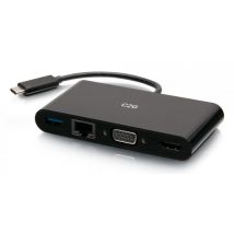 C2G Adaptateur multiport USB-C vers HDMI , VGA, USB-A, et RJ45 - 4K 30 Hz - Noir