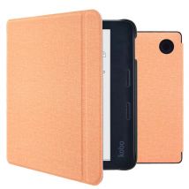 imoshion Étui de liseuse portefeuille Canvas Sleepcover avec support pour Kobo Libra Colour - Peach