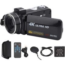 Camescope vidéo numérique anti-tremblement 4K noir