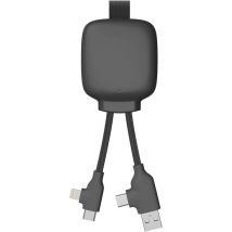 Câble Multi-Connecteurs USB 4 en 1 - Chargeur Universel et Batterie Externe 3000 mAh en Plastique Recyclé - Xoopar Gamma Lite Noir