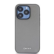 DKNY Funda para iPhone 15 Pro MagSafe Elegant con logotipo metálico Gris - Nuevo