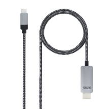 Nanocable 10.15.5102 adaptador de cable de vídeo 1,8 m USB Tipo C HDMI Aluminio, Negro - Nuevo