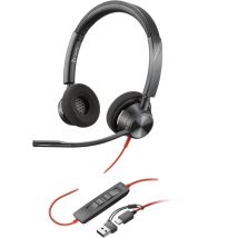 POLY Auriculares estéreo Blackwire 3320 USB-C + Adaptador USB-C/A - Nuevo